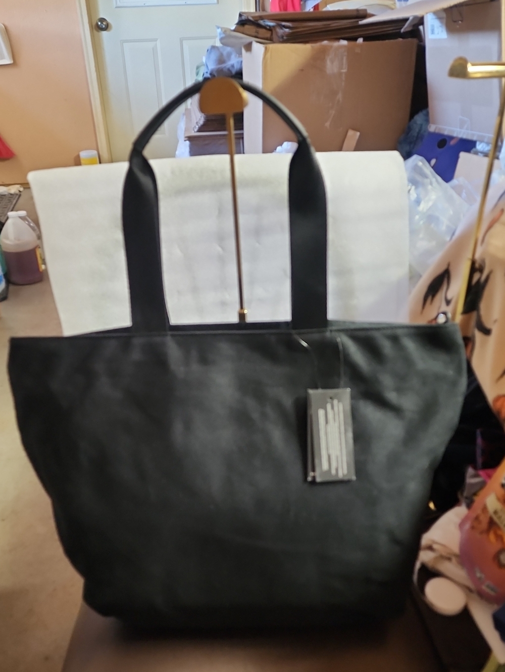 Karl Lagerfeld Black Tote with Gold Graphic Rue Lagerfeld Nwt - Picture 5 of 11